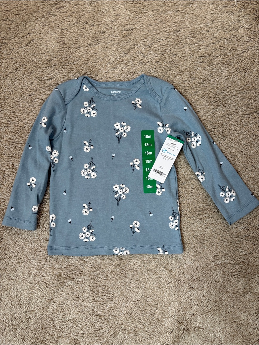 Carter's Slate Blue Floral Long-Sleeve Tee